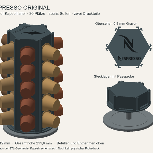 Nespresso Kapselhalter Turm Drehbar