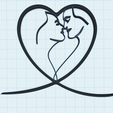 couple-kiss-outline-heart-continuous-line.png Couple silhouette in heart shape, romantic frame, man woman kiss continuous line