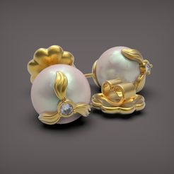 Earrings with Pearls 001.jpg Archivo STL Pendientes con perlas・Objeto imprimible en 3D para descargar