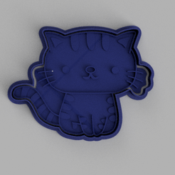 Gato-v6-frene.png Cute Cat Cookie Cutter