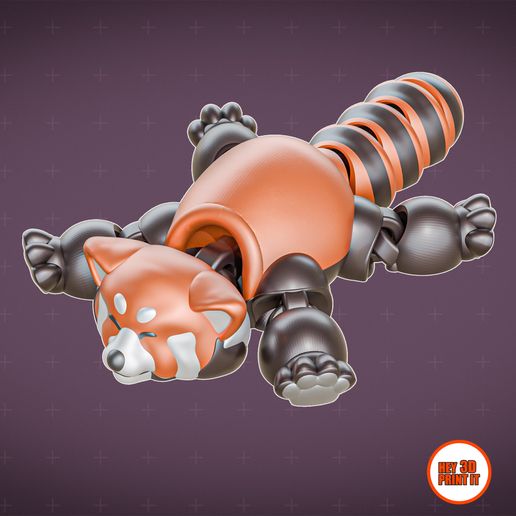Blender_PrintInPlace_Articulated_Red_Panda_V01.jpg Artikulierter roter Panda mit Druck an Ort und Stelle
