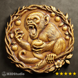 Monkey.png Crazy Monkey Relief High Detail 3D Model: CNC Laser & 3D Print STL File + 4K TIF Grayscale Image