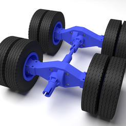 double-rear-axle-top-blue.png STL file Double axle for 1/14 rc truck・3D printable design to download