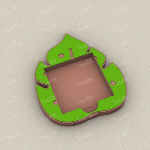 Post-It, Sticky Note Holder Monstera Leaf - 3MF pre-painted , STL