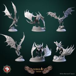 Wyverns-set.jpg 3D-Datei Wyverns Set 6 Miniaturen 32mm vorgestützt・3D-druckbare Vorlage zum herunterladen