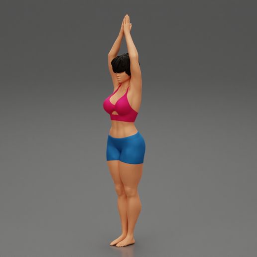Girl-05.jpg 3D file Woman doing Upward Salute Pose Urdhva Hastasana Exercise 3D Print Model・3D printing design to download, 3DGeshaft
