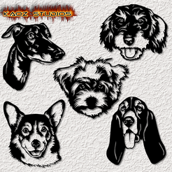 project_20230927_1027463-01.png Fichier STL 5 dog pack wall art dogs wall decor bundle 2d animal art・Design pour imprimante 3D à télécharger