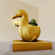 duck-bust-planter-2.png Duck bust planter pot flower vase 3d print STL file