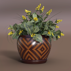 def.png Free STL file African Geometric Pixel Plant Pot・3D printable design to download