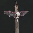 2a.jpg Voodoo Cross, Black Magic Cross, Raven-Skull-Batwings Cross (second Generation Model!) 6.75", 17 cm tall