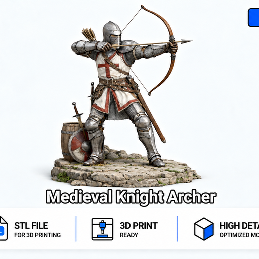Medieval Knight Archer | 3D Print STL File