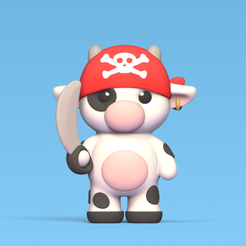 Cod67-Pirate-Cow-1.png 3D file Pirate Cow・3D print design to download