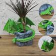 1.jpg Cache pot + pot, "le dragon sur son rocher", can be used as a pencil holder, Cache pot + pot, "the dragon on his rock", can be used as a pencil holder