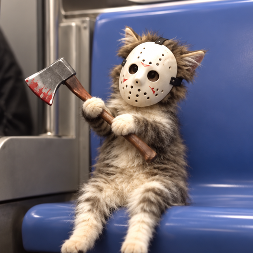 Jason Voorhees Cat Meme | Horror Kitten with Hockey Mask & Axe | 3D Printable STL
