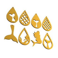 aro-de-sirenita-earring-mermaid.png Download STL file mermaid earring pendant x8 • 3D printer design, Argen3D