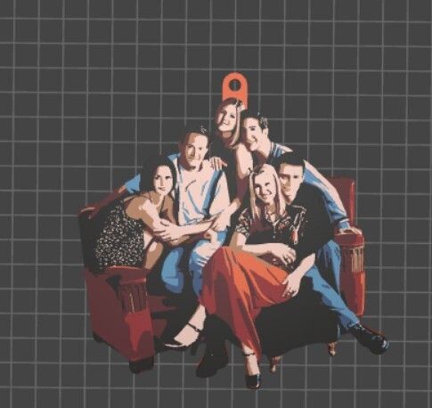 Photo and keychain of friends on TV