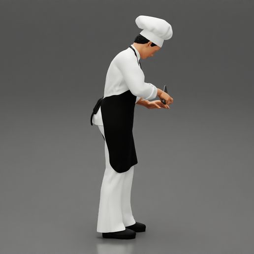 👩‍🍳 chef standing in professional kitchen in restaurant・ 3D File for ・Cults