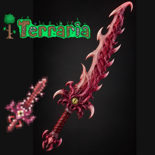 Terraria Bladetongue Sword STL - Crimson Ichor Fantasy Weapon 3D Print