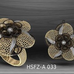 HSFZ-A-31-Copy.jpg STL file Gold Ring Earring and Pendant R33・3D print object to download