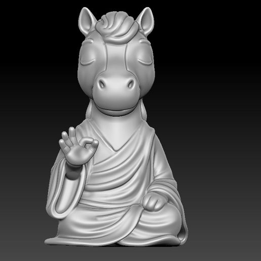 Horse Monk Buddha Style Chibi Statue 3D Model 3D print model