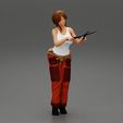 Girl-0002.jpg 3D file Woman farmer cutting tree with big scissors・3D print model to download