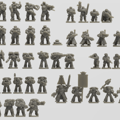 tiny-epic-6mm-group-render.png STL file Tiny 6mm marine collection・Model to download and 3D print