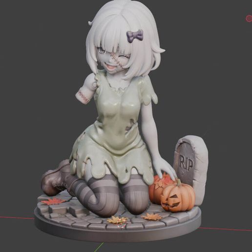 PUMPKINA – ZOMBIE KISS | Halloween Anime Zombie Girl STL