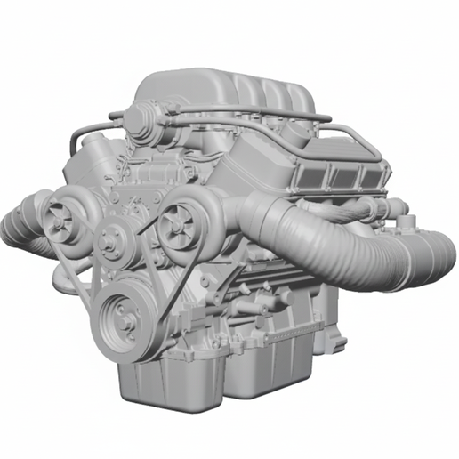🚗 Twin-Turbo V8 Engine・ STL File for 3D printing・Cults