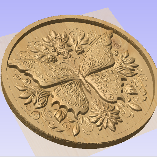 🦋 Butterfly Floral Mandala – 3D CNC Relief STL for Wood Carving・ STL ...