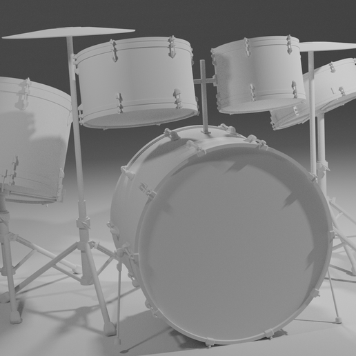 Drums A.png Download free STL file Scaled model of Drum Set • Template to 3D print, itzu