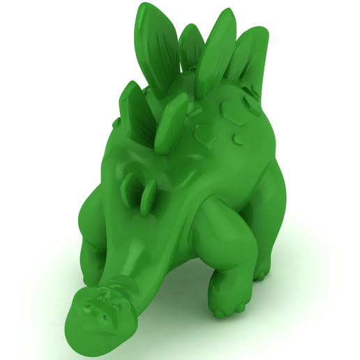 Cute 3D Green Stegosaurus Dinosaur