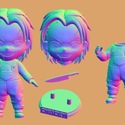 🎃 Chucky Chibi・ STL File for ・Cults