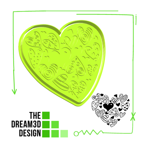 HEART COOKIE CUTTER WITH LITTLE HEARTS (DEBOSSER) 3D model