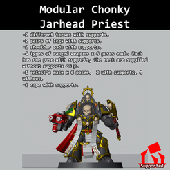 Modular Chonky Jarhead Priest 2 CAGIEREHS Garses tHE SIPRAFESS C2¥painsvotplegsawithssupportst 2 sioner pads (Ath eIEPORES. 4A Ges OF TEhs=4) (EEPenS & G poses Gach. Gach TES ona Pose tt SIpports, the ras’ are erppiiiad CRs GEPOPES Calbyo of PRiase’s MGS 3G PessSo 8 CE SIEPaS G RYU] eXeLen rr) 3D file Modular Chonky Jarhead Priest・3D printing design to download, Tinnut