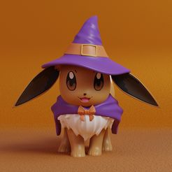 eevee-witch-render.jpg Файл STL Pokemon - Eevee Witch Halloween・3D-печатная модель для загрузки