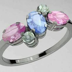 Tres-y-dos.jpg Archivo STL Anillo 3 piedras ovaladas y 2 piedras redondas・Modelo para descargar e imprimir en 3D