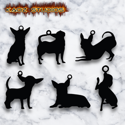 project_20230926_1951474-01.png Archivo STL pack de 6 colgantes chihuahua pendientes llaveros joyas・Modelo de impresora 3D para descargar