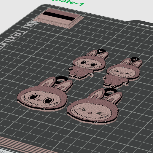 🗝️ Labubu flat colored keychain pack・ 3MF File for 3D printing・Cults