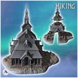 2.jpg Large Scandinavian stave church with bell tower and gable roof (Borgund stavkyrkje inspired) (15) - North Northern Norse Nordic Saga 28mm 15mm Medieval Dark Age