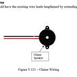 Wire the Chime The chime should have the existing wire leads lengthened by extending the black and red wires. 7 Chime Speaker Figure 5.121 — Chime Wiring Stargate Inspired Arduino NeoPixel Clock