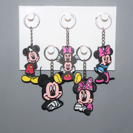 5 Disney Mickey & Minnie Keychain 3D model
