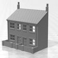 Terrace LRF W-01.jpg N Gauge Low Relief Front Terraced House with walls