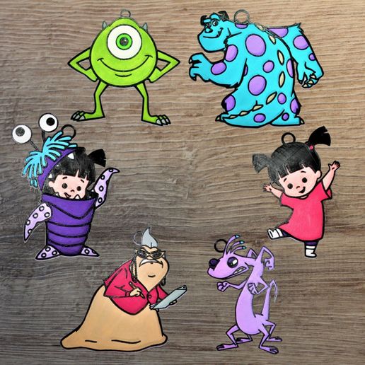 Lot 6 Disney Monster inc. ornaments STL File for 3D printingCults
