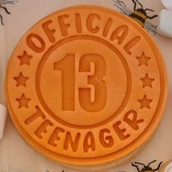 332960724_567495175318316_3174581490811168649_n.jpg Fichier STL Adolescent officiel âgé de 13 ans Découpeur de biscuits, tamponneur, gaufreur・Objet imprimable en 3D à télécharger