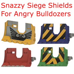 Snazzy Siege Shields For Angry Bulldozers STL file Snazzy Seige Sheilds for Angry Bulldozers - Vindicator Seige Sheilds with Chevrons and Hazard Stripes・3D printable model to download