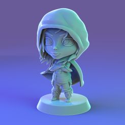 chibi.1650.jpg STL file Chibi girl in hood fan model・3D printer design to download