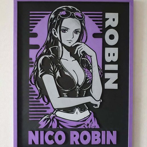 🌸📚 Nico Robin One Piece Wall Art – STL for 3D Printing 📚🌸