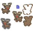 STL00726-1.png 1pc & 3pc Reindeer Bath Bomb Mold