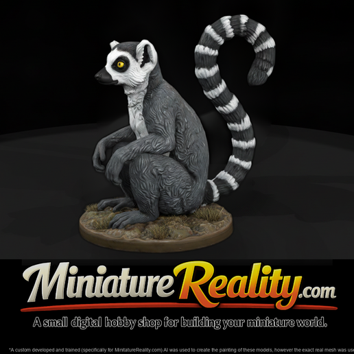 Ring Tailed Lemur Male Figurine on Round Base