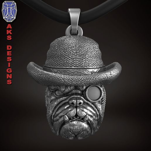 Bulldog Gentlemen version 1 Pendant jewelry 3D model
